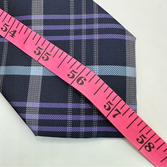 WEMBLEY Vintage VTG Men Set of 2 Purple Solid Plaid Mens Neck Tie Business Retro - Picture 6 of 14